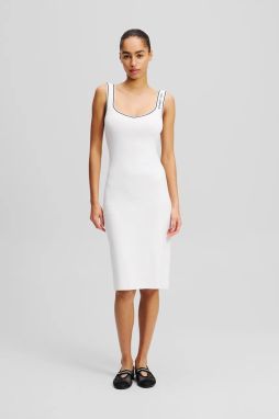 Šaty Karl Lagerfeld biela farba, midi, priliehavé, A2W13018