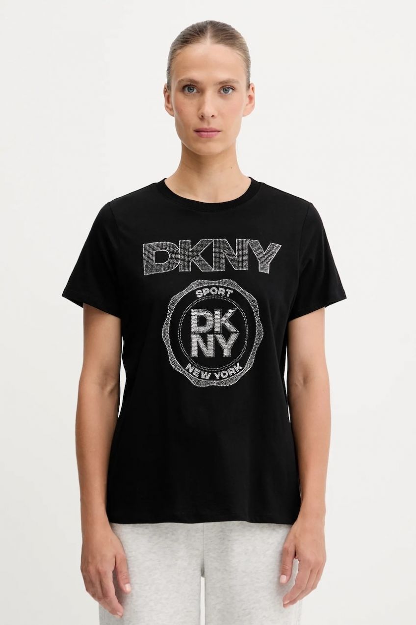 Bavlnené tričko Dkny dámske, čierna farba, DP5T1366