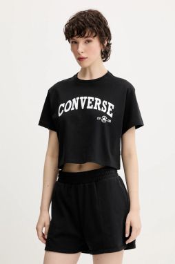 Bavlnené tričko Converse dámske, čierna farba, 10026367-A02