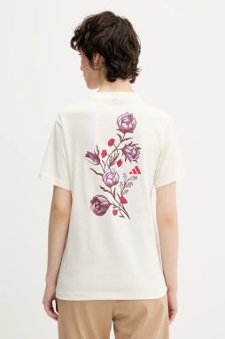 Bavlnené tričko adidas Floral dámske, béžová farba, KB2488
