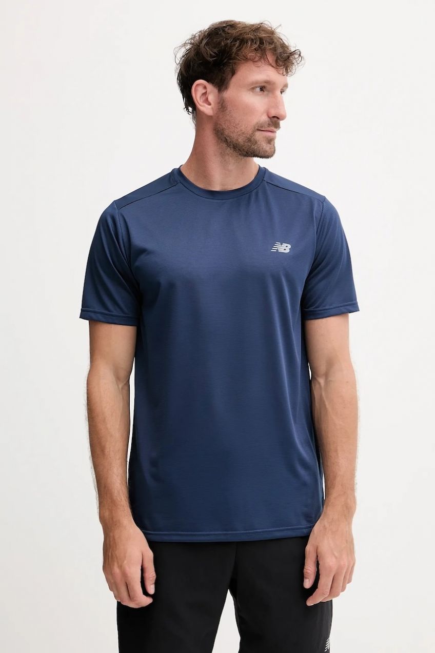 Tréningové tričko New Balance tmavomodrá farba, jednofarebné, MT41222NNY
