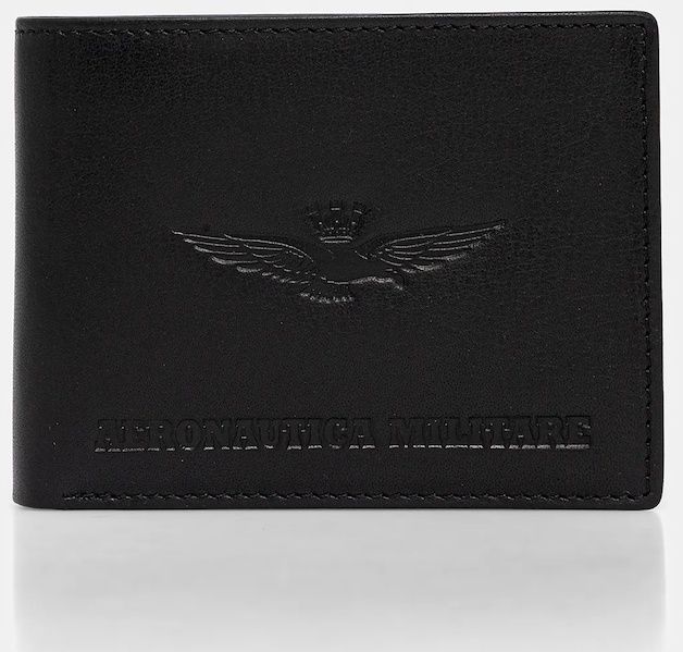 Kožená peňaženka Aeronautica Militare čierna farba, AM241