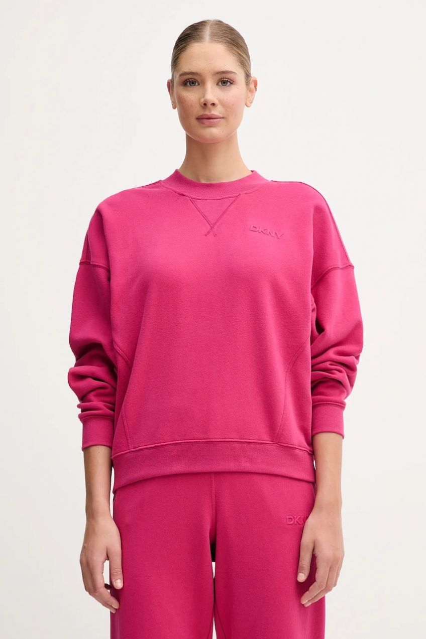 Bavlnená mikina Dkny ružová farba, jednofarebná, DP5T1406