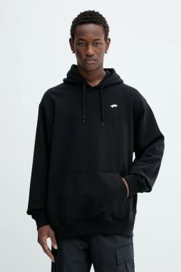 Bavlnená mikina Vans čierna farba, s kapucňou, jednofarebná, VN000P58BLK1