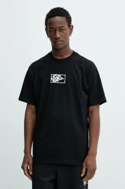 Bavlnené tričko Vans pánske, čierna farba, s nášivkou, VN000RAPBLK1