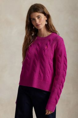Vlnený sveter Polo Ralph Lauren ružová farba, 211A91216