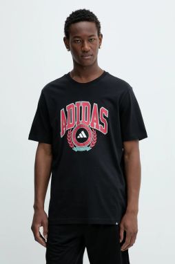 Bavlnené tričko adidas VSTY CREST pánske, čierna farba, s potlačou, JV8443