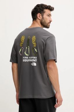 Bavlnené tričko The North Face pánske, šedá farba, s potlačou, NF0A8F2GRHI1