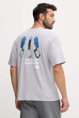 Bavlnené tričko The North Face pánske, modrá farba, s potlačou, NF0A8F2GBOB1