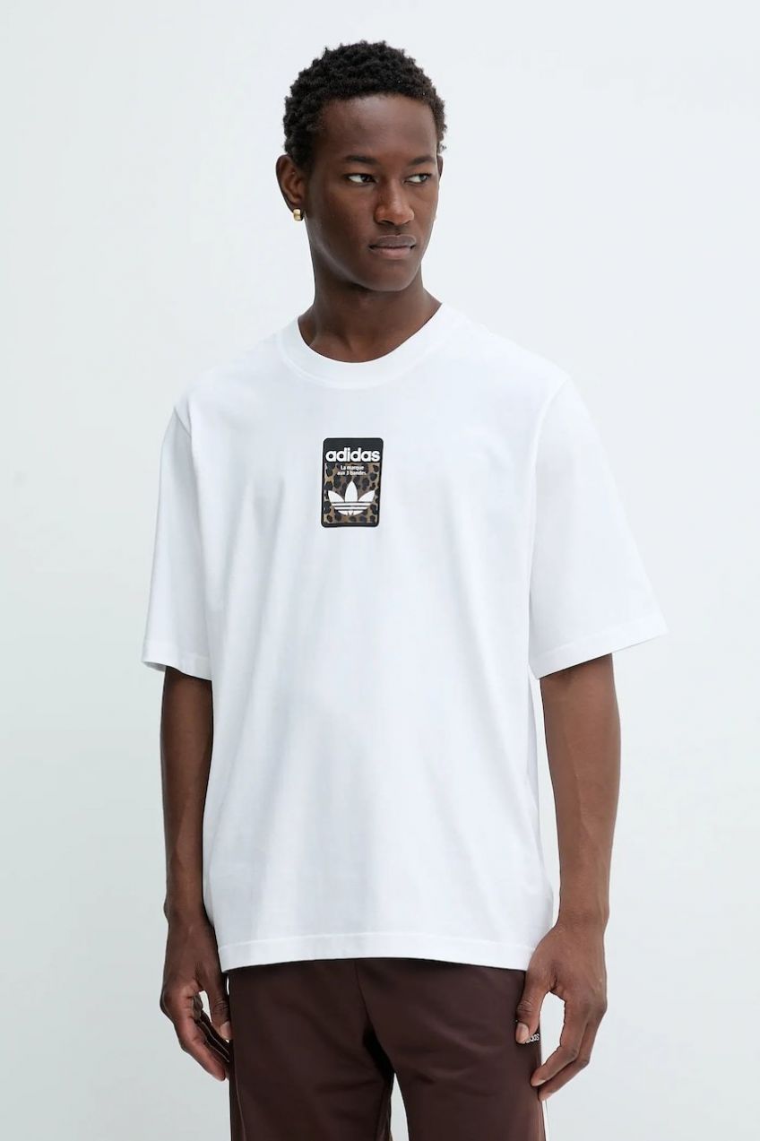 Bavlnené tričko adidas Originals Graphic Os Ss T pánske, biela farba, s potlačou, JV7570