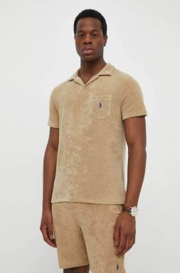 Polo tričko Polo Ralph Lauren pánsky, béžová farba, jednofarebný, 710901044