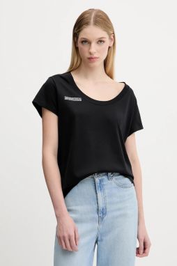 Bavlnené tričko Pangaia Lightweight Scoop Neck T-Shirt dámske, čierna farba, 10002565