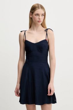 Šaty Tommy Jeans tmavomodrá farba, mini, áčkový strih, DW0DW20880