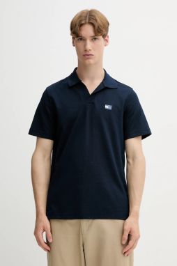 Polo tričko Tommy Jeans pánske, tmavomodrá farba, jednofarebné, DM0DM21657