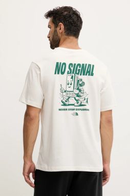 Bavlnené tričko The North Face No Signal pánske, béžová farba, s potlačou, NF0A8F2MQLI1