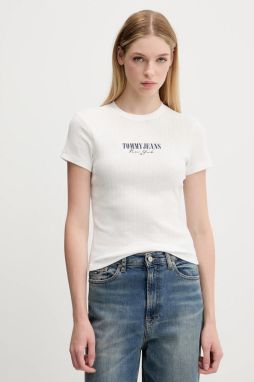 Tričko Tommy Jeans dámske, biela farba, DW0DW20899