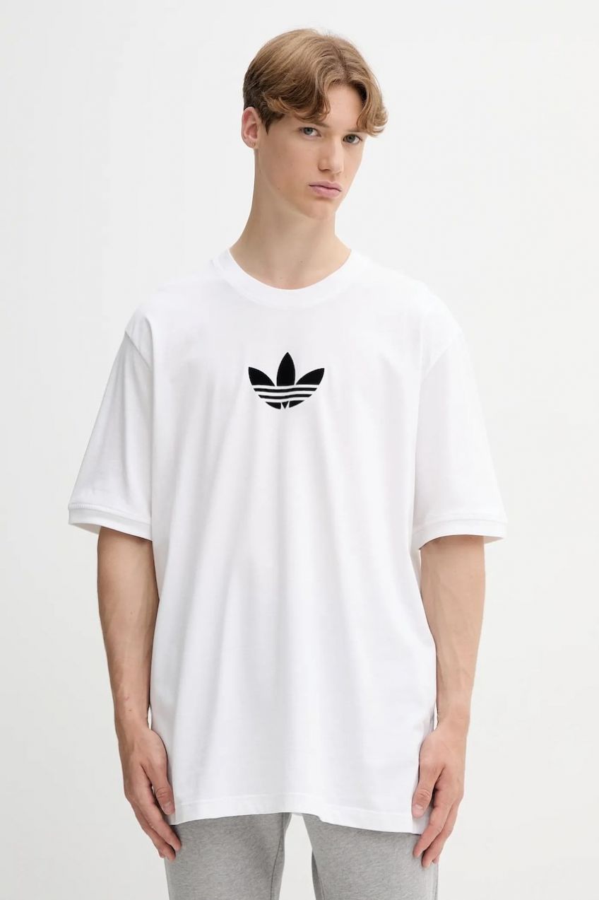 Bavlnené tričko adidas Originals Oversize Tee pánske, biela farba, jednofarebné, JX1515