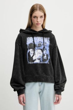 Bavlnená mikina adidas Originals Buffy Hoodie čierna farba, s kapucňou, s potlačou, JW0155