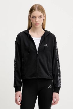 Mikina adidas Animal čierna farba, s kapucňou, s nášivkou, JM1862