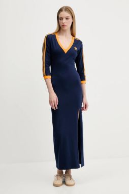 Šaty adidas Originals Essentials tmavomodrá farba, maxi, priliehavé, JW3669