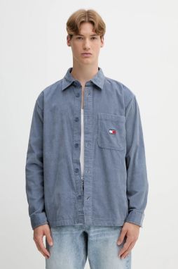Bavlnená košeľa Tommy Jeans modrá farba, regular, s klasickým golierom, DM0DM21698