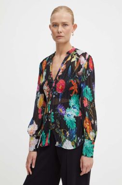 Blúzka Guess LISETTE dámska, čierna farba, jednofarebná, W4YH85 WGCB0