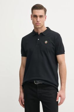 Bavlnené polo tričko Bally čierna farba, s nášivkou, MJE06N