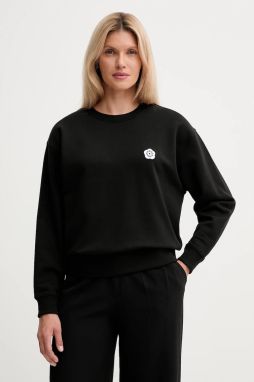 Bavlnená mikina Kenzo dámska, čierna farba, s nášivkou, FF52SW1804MF.99J