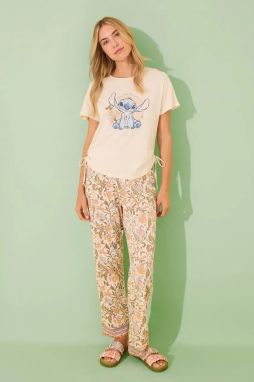 Bavlnené pyžamo women'secret  LILO & STITCH béžová farba, bavlnené, 3139903