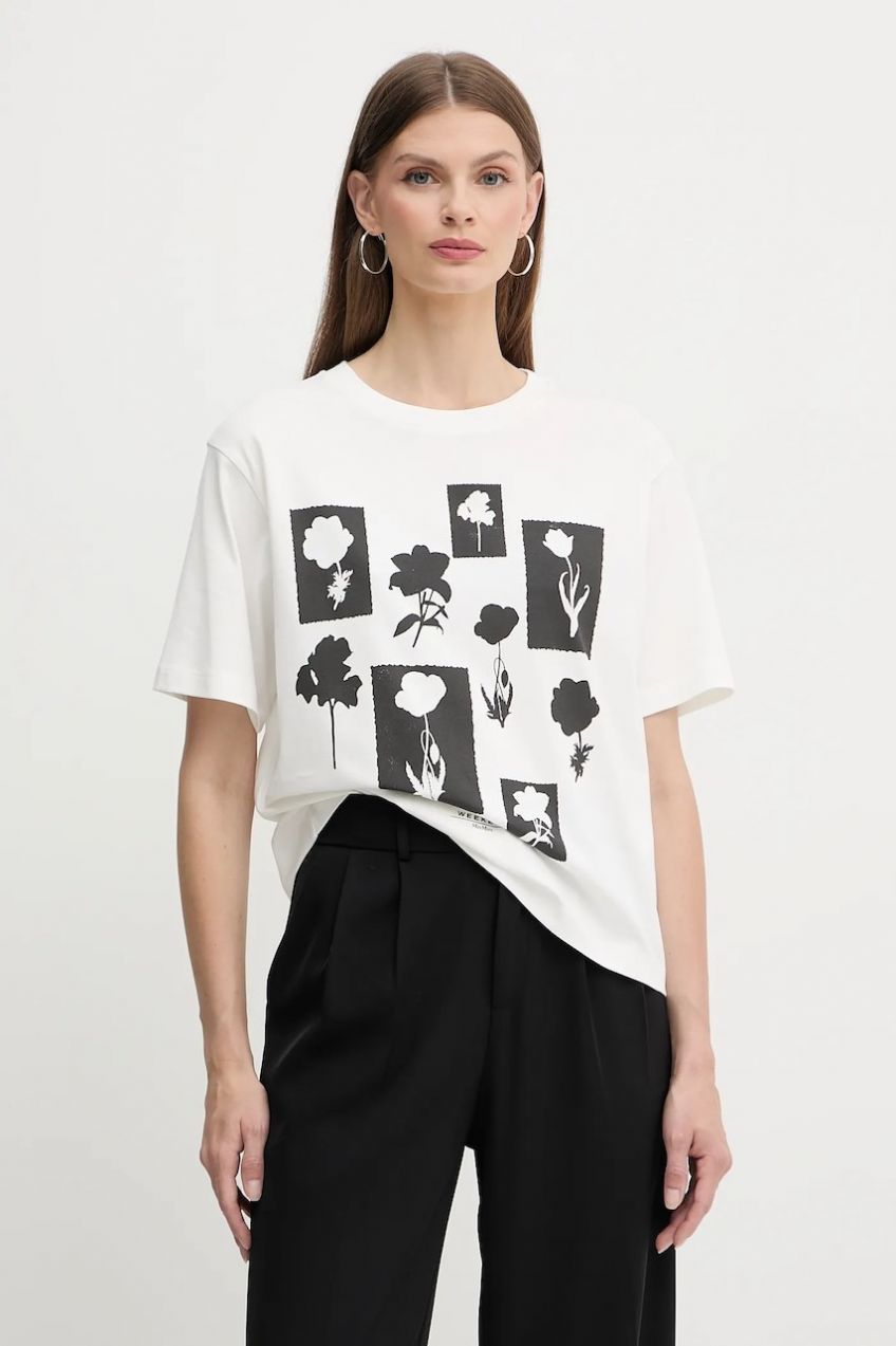 Bavlnené tričko Weekend Max Mara dámske, biela farba, 2525976051600