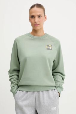 Bavlnená mikina The North Face Connect Relaxed zelená farba, s potlačou, NF0A8E4JBQ11