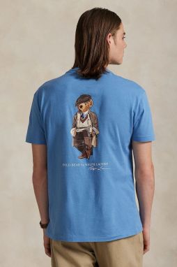 Bavlnené tričko Polo Ralph Lauren pánske, modrá farba, 710P00084