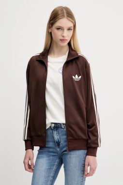 Mikina adidas Originals Firebird hnedá farba, s nášivkou, KH1593