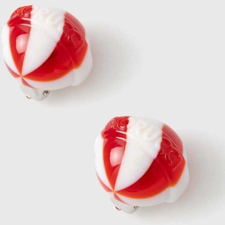 Náušnice klipsne Fiorucci Red And White Mini Lollipop Earrings U01FPAJE145PT01RD02