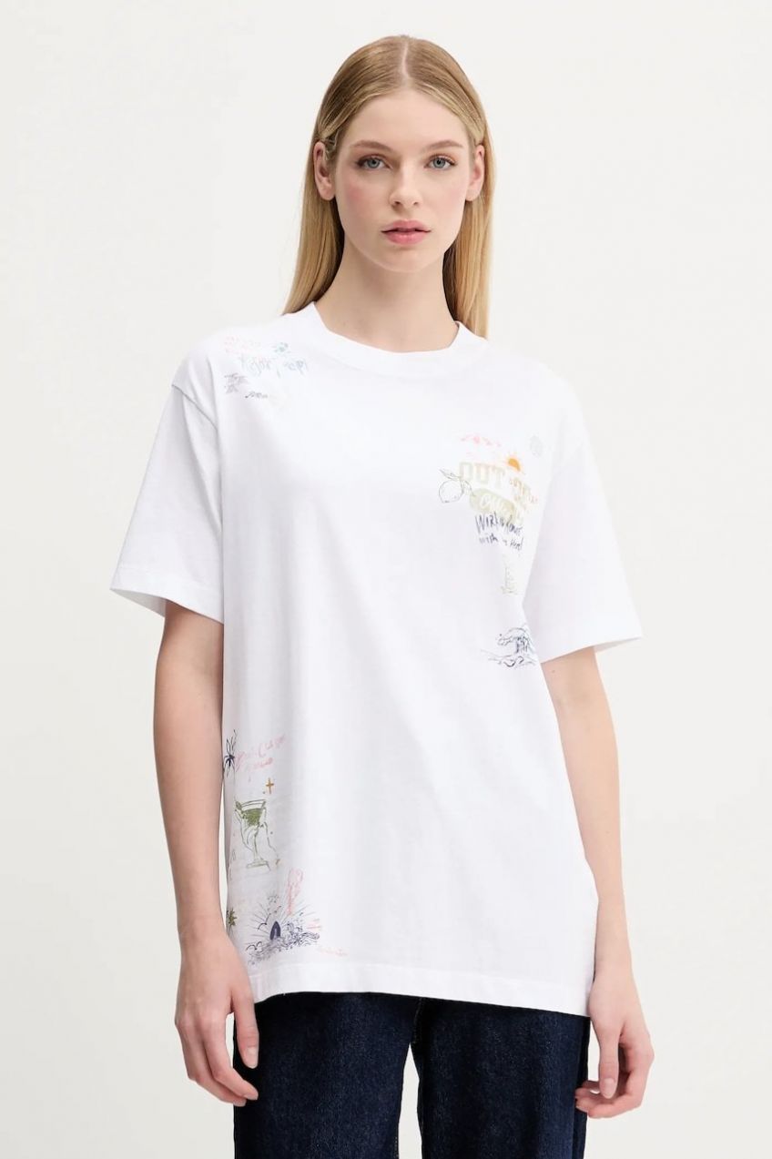 Bavlnené tričko Abercrombie & Fitch dámske, biela farba, KI157-5386-100