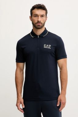Polo tričko EA7 Emporio Armani pánske, tmavomodrá farba, s potlačou, AF13739.7M000669