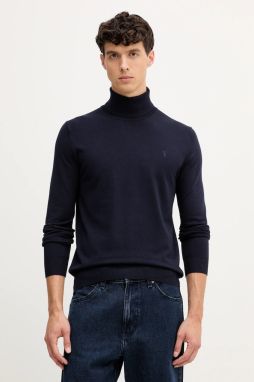 Sveter Trussardi tmavomodrá farba, ľahký, s rolákom, M0178000019N