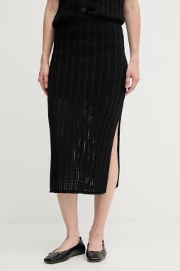 Bavlnená sukňa Dkny čierna farba, midi, puzdrová, DJ5R0682