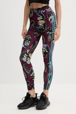 Tréningové legíny adidas Performance x Farm Rio bordová farba, vzorovaná, JL8627