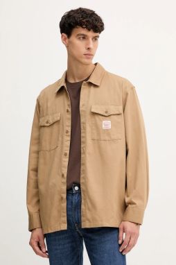 Bavlnená košeľa Levi's hnedá farba, voľný strih, 003O2