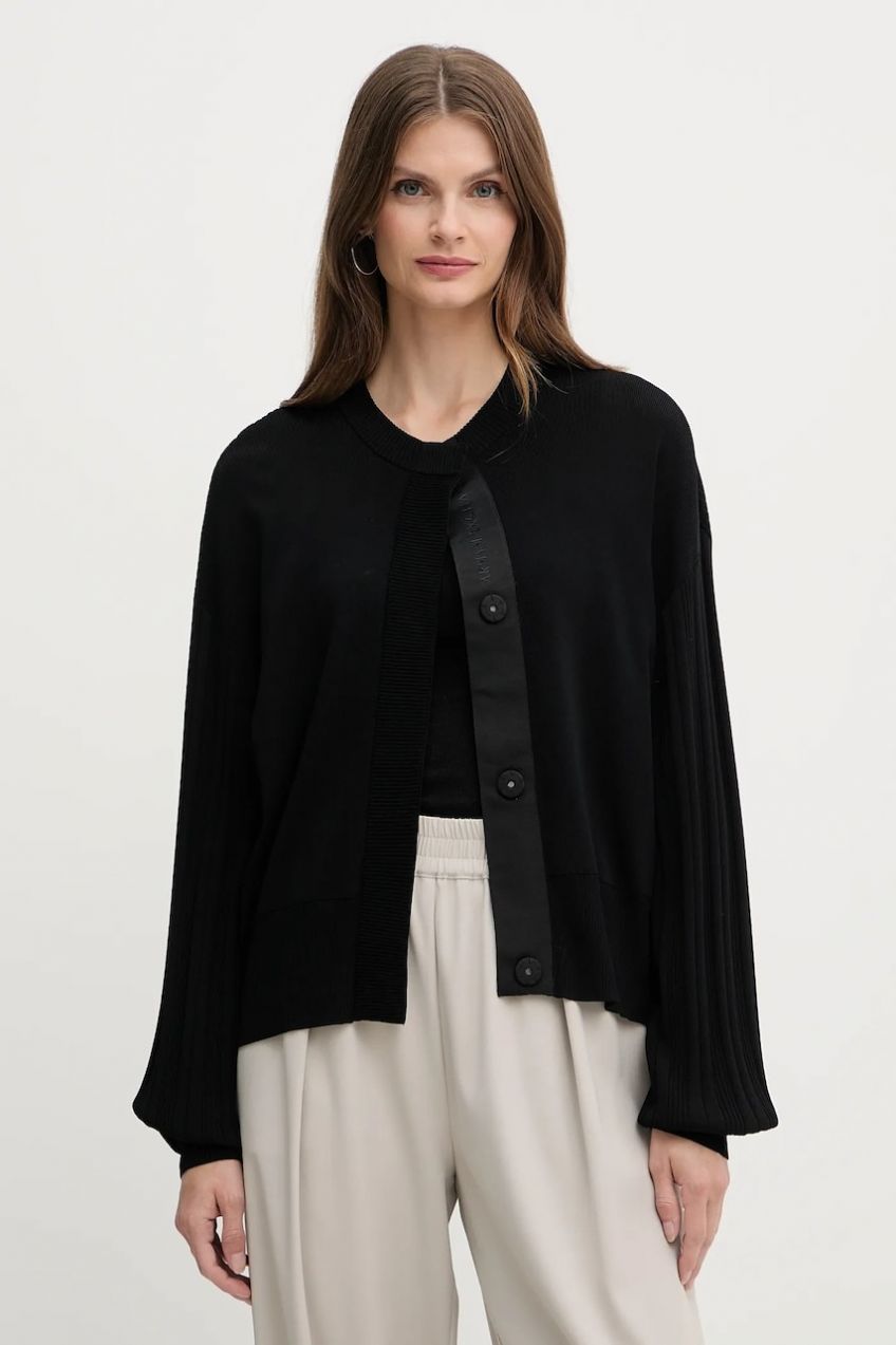 Kardigán Armani Exchange čierna farba, ľahký, XW000762 AF10352