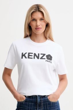 Bavlnené tričko Kenzo dámske, biela farba, FF52TS1574SO