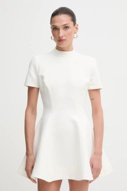Šaty Bardot biela farba, mini, áčkový strih, 59907DB