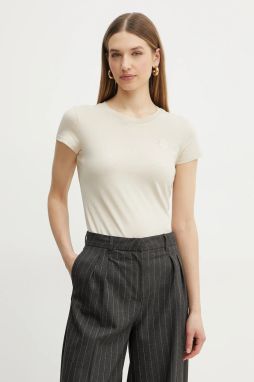Bavlnené tričko Armani Exchange dámske, béžová farba, XW000320 AF10356