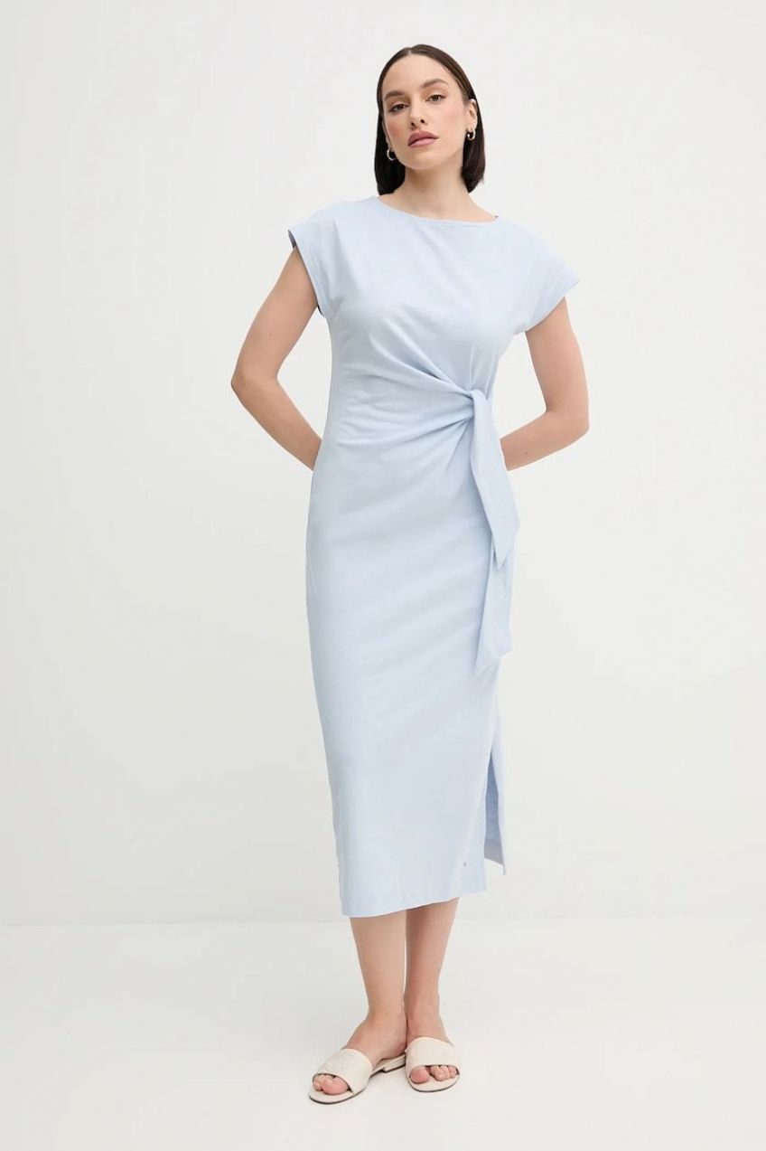 Bavlnené šaty Tommy Hilfiger maxi, rovný strih, WW0WW45159