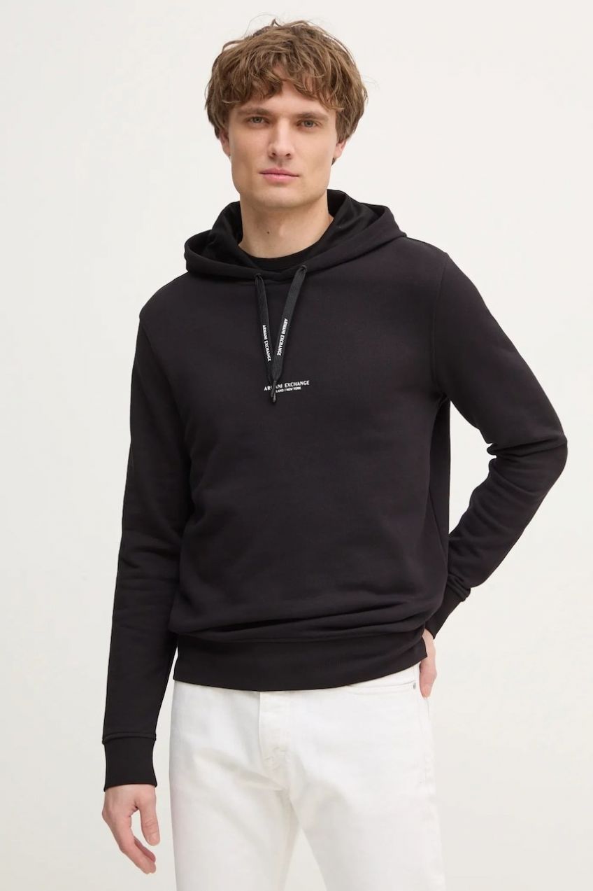 Mikina Armani Exchange pánska, čierna farba, s potlačou, 8NZM94 ZJKRZ NOS