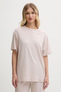 Pyžamové tričko Tommy Hilfiger dámska, béžová farba, UW0UW05778