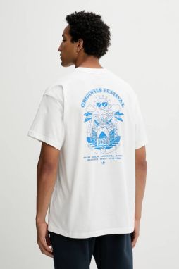 Bavlnené tričko adidas Originals Music Fests Tee pánske, biela farba, vzorované, KQ9955