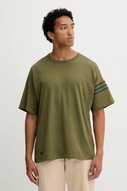 Bavlnené tričko adidas Originals Neu C Tee pánske, zelená farba, s nášivkou, HZ3697