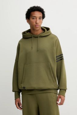 Mikina adidas Originals Neuclassics zelená farba, s kapucňou, s nášivkou, HZ3739